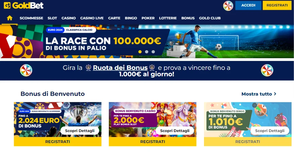 Interfaccia Casinò GoldBet