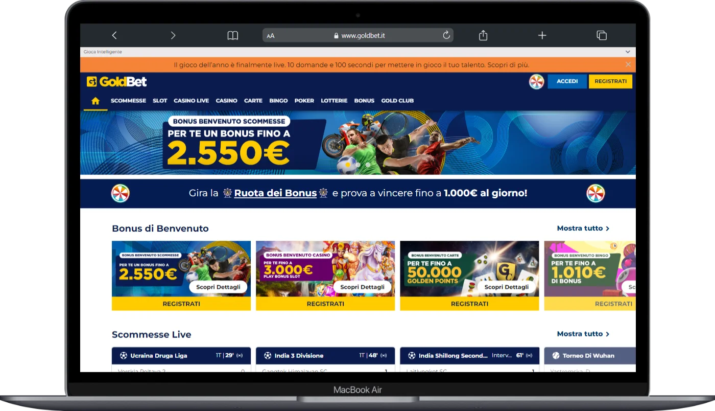 Interfaccia Casinò GoldBet